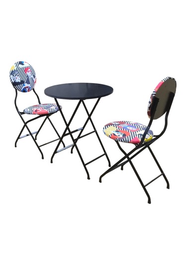 Katlanabilir Soyut Kadın Metal Masa Ve Sandalye Takımı - 2 Sandal