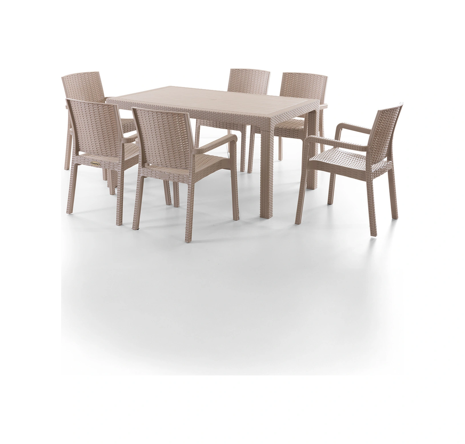 King 6 Kişilik Rattan Masa Sandalye Takımı Cappuccino Cappuccino