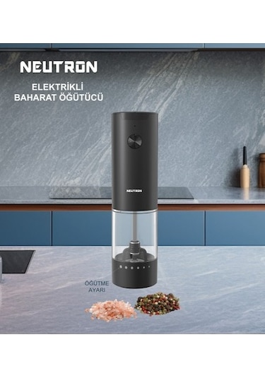 Neutron Ntl-pg-03 Pilli Tuz Ve Baharat Öğütücü Değirmen Tekli Siyah