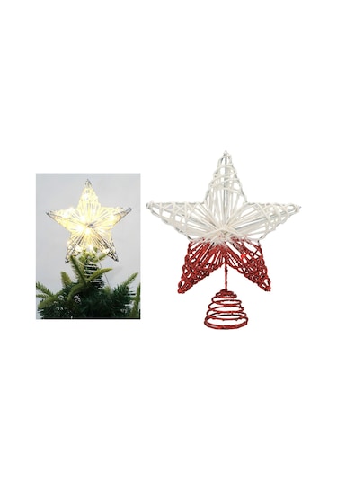 Suntek Ağacı Topper İç Mekan Kullanımı Işıklı Yılbaşı Süsleme Kırmızı 20 CM