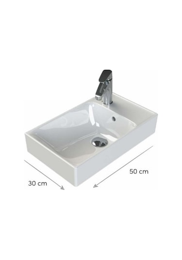 Turkuaz Seramik Cerastyle Sharp Etajerli Lavabo 50 x 30 CM