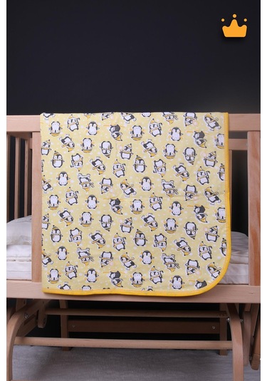 Babyhola 100x100cm %100 Pamuk Çift Kat Çok Amaçlı Örtü Battaniye Penguen Desen 13100 001