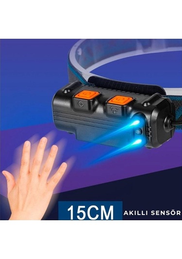 Gold Orion Km-214 Hareket Sensörlü 42 Led 1200 Lmn Şarjlı Kafa Lambası - 6 Mod Süper Parlak-8857 Siyah