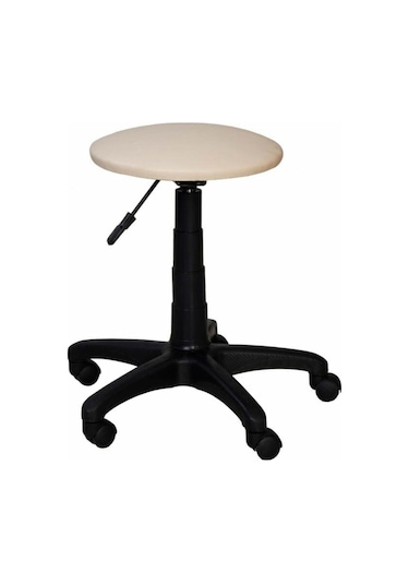 Ofiscombin Dönebilir Döner Tekerlekli Bar Eczane Laboratuvar Medikal Kuaför Taburesi Sandalye Krem Deri 00047499844