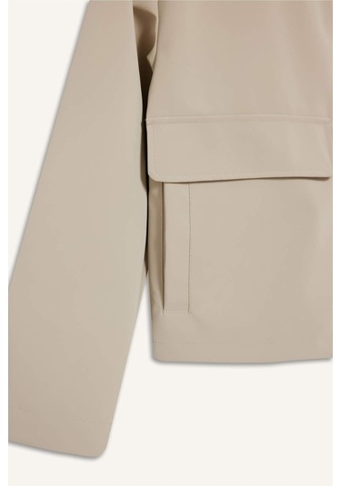 Defacto Regular Fit Kapüşonlu Polar Astarlı Suni Deri Yağmurluk E8573ax25aubg744 Bej