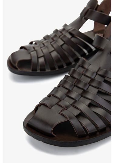 Valmenti Erkek Hakiki Deri Kahverengi Düz Sandalet 1152 27012 Erk Sndlt Y25 T.moro Kahverengi