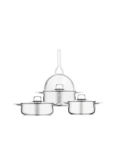 Jumbo Web New Lyon 7 Parça Çelik Tencere Seti Gümüş