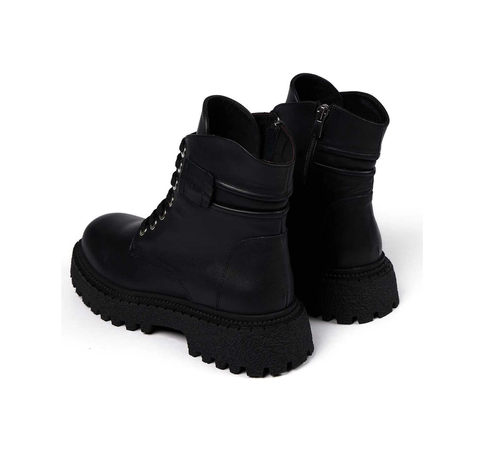 Bestello Bağcıklı Termo Taban Düz Bot 101-22516-02 Kadın Bot Siyah