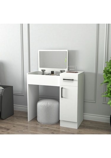 Arnetti İnci Aynalı Makyaj Masası Beyaz