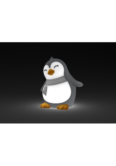 Dhink Silikon Şarjlı Gece Lambası Penguen Beyaz - Siyah