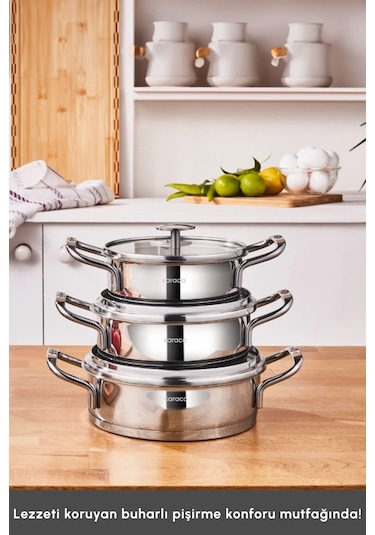 Karaca Vapor New İndüksiyon Tabanlı 6 Parça Çelik Sahan Set