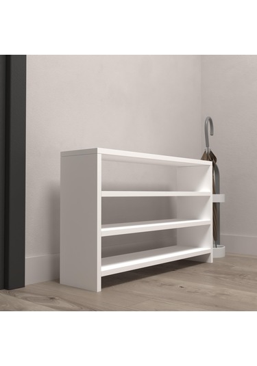 Kenzlife Ayakkabılık Mısri Mat Beyaz Suntalam 050 080 20 Oniki Çift Ayakkabı Kapasitesi Arkalıksız Beyaz