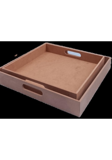 Hobi Dekoratif Tepsi Takım İkili Model HAM Ahşap MDF El Yapımı