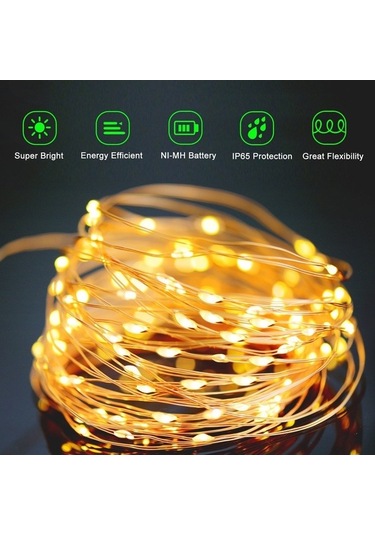 Tongxida 22m 200 Led Güneş Enerjili Ev Bahçe Bakır Tel Dize Peri Işığı Açık Hava Noel Partisi Dekoru Şerit Lamba Beyaz Işık Beyaz Işık