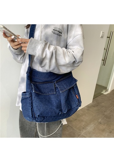 Skycity Büyük Kapasiteli Kadın Denim Çapraz Çanta - Yumuşak Poliester Astarlı, Şık Ve Konforlu Koyu Mavi