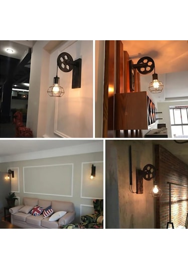 Loft Retro Kasnak Aplik Siyah