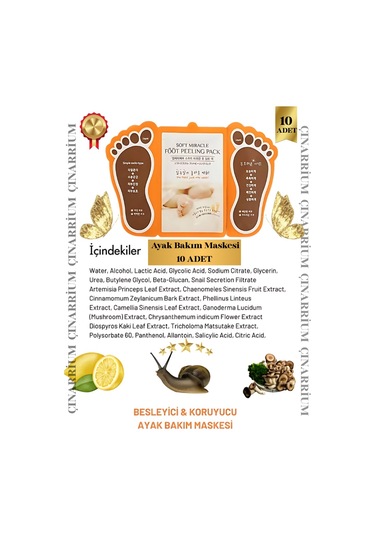 Ayak Peeling Maskesi 10 Lu Soyulma Etkili, Ölü Deri Temizleyici Ve Pürüzsüzleştirici Bakım