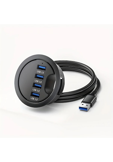 Xuweiwei Siyah 4 Port Usb 3 0 Hub 60mm Masa Grommet Splitter Dock Istasyonu Usb Guc Modu 36v Elektronik Bilesenler Yok