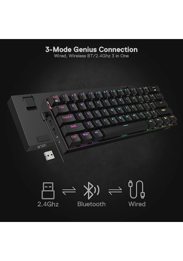 Redragon K530 Pro Draconic%60 Bt Türkçe Q Klavye/kablolu / 2,4 Gh