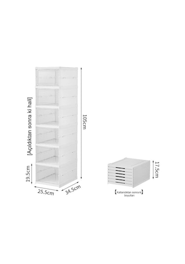 Katlanabilir, 6'lı Ayakkabı Saklama Kutusu, Pratik Organizer