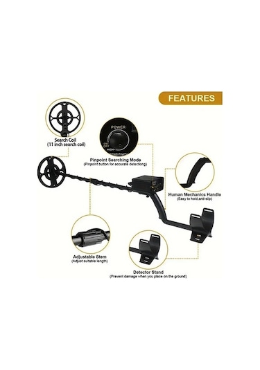 Besthome1 Dream011 Siyah 8 Hassas Metal Dedektörü: 6 Mod, Dayanıklı Plastik Gövde, Ergonomik Sap