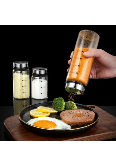 Kosona 150ml Cam Baharat Kavanozu, 4 Farklı Çıkış Açığı, Döner Kapağı Ve Ölçü İzleriyle Dayanıklı Diğer