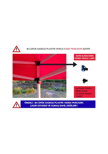 3x3 M 40 Mm Altıgen Profil Tente Plastik Yedek Parçaları Siyah