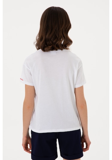 U.S. Polo Assn. Kadın Beyaz Bisiklet Yaka Tişört 50308639-VR013