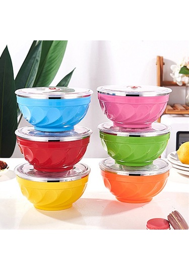 Sones Adet / Set 17 Cm Çift Katmanlı Paslanmaz Çelik Kapaklı Kase Çocuk Yemekleri Yalıtımlı Pirinç Kasesi