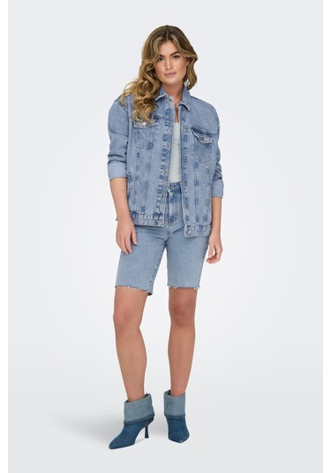 Only 15290378 Onlocean L/s Oversıze Jkt Dnm Noos Kadın Ceket Light Blue Denim