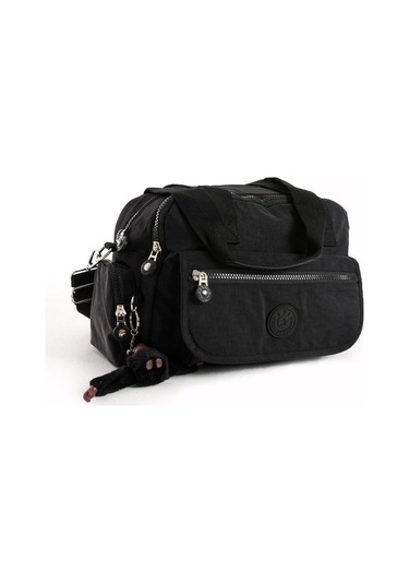 Omuz Çantası Çok Cepli Hafif Klinkır Kumaş 30 20 Cm Çapraz Askılı Postacı Çanta Kol Çantası Siyah