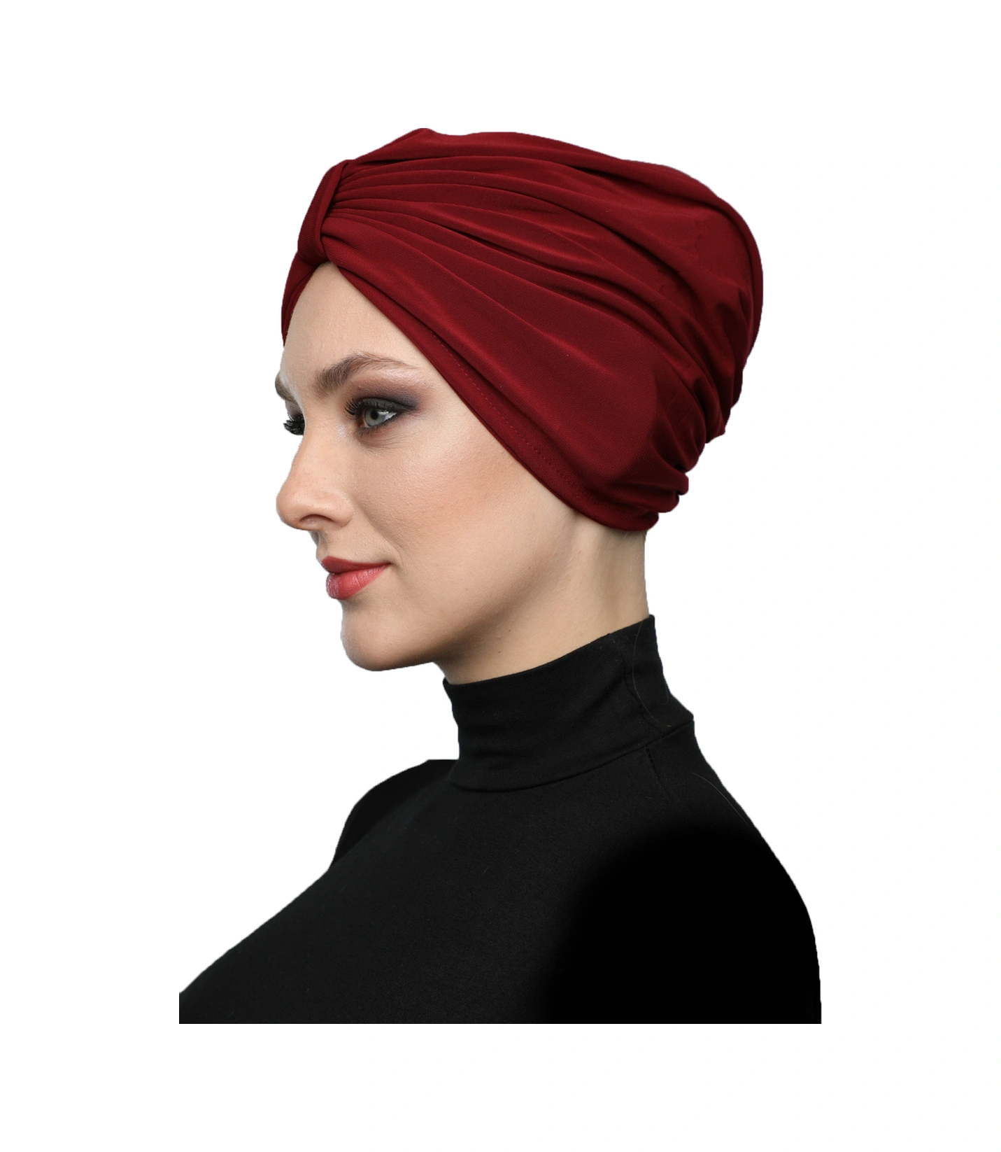 Kelebek Astarlı Bordo Hazır Türban Tesettür Havuz Bonesi Bordo