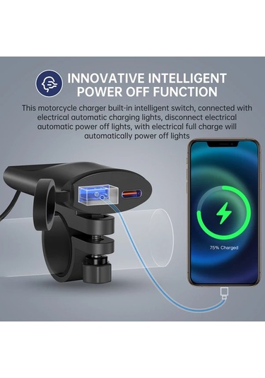 Honeybeeshop 12v Tip C Usb Hızlı Şarj Cihazı Pd Qc3 Evrensel Motosiklet Araba Telefon Şarj Aleti App Huawei Uyumlu