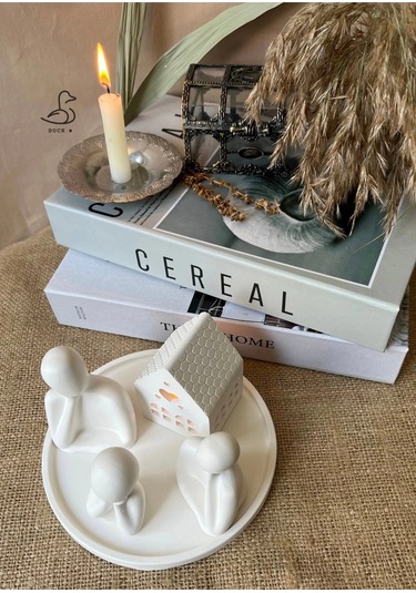 Üçlü Aile Minik Ev Dekoratif 2 Set