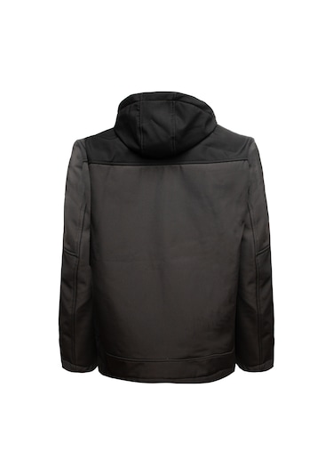 Softshell Kapşonlu Parçalı Mont Füme