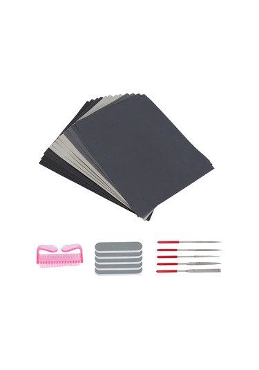 23 Parça, 12 Zımpara Kağıdı, 5 Parlatma Bloğu, 5 Şekil Törpüsü, 1 Fırça