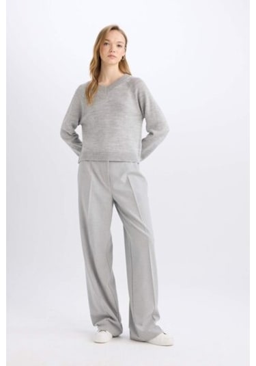 DeFacto Standart Boy Kumaş Palazzo Pantolon Wide Leg Geniş Bol Paça Basic Düz Yüksek Bel C6402AX25SPGR28 DeFacto Standart Boy Kumaş Palazzo Pantolon Wide Leg Geniş Bol Paça Basic Düz Yüksek Bel C6402AX25SPGR28