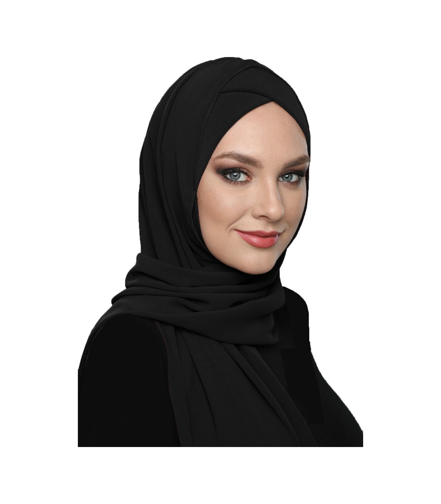 Şallı Takmatik Sade Siyah Hazır Türban Tesettür Bone Namaz Örtüsü Siyah