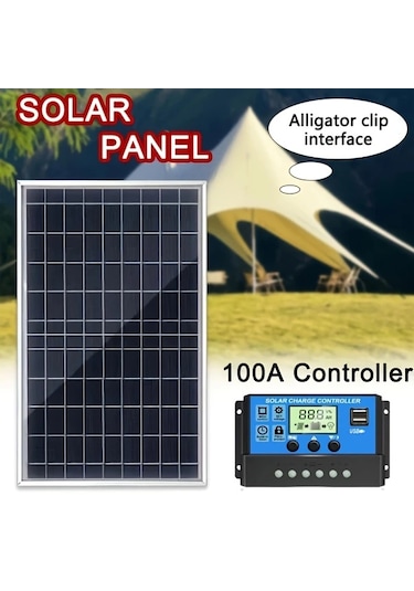 Honeybeeshop Weıhaoxı Solar Paneller 1 Monokristal Güneş Paneli 100a Şarj Kontrol Cihazı Motosiklet Tekne Karavan Kamp Ev Aydınlatma