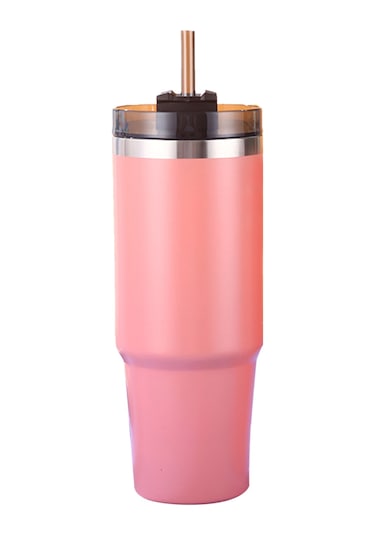 Xiyyadms 304 Çelik Isı Saklama Bardak 30oz, Pipetli Kapağıyla, 6-12 Saat Sıcak/soğuk Tutar, Araç/seyahat/univeral Kullanım Pembe