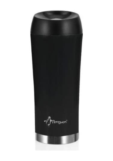 Kahve Kupası İçi Dışı Çelik Çift Katlı Termos Mug 400 Ml - Siyah