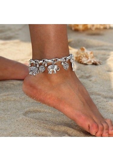 Novahub Avrupa Ve Amerika Birleşik Devletleri Moda Retro Oyma Fil Kalp Bileklik Halhal İki Sevgiyle Bronz