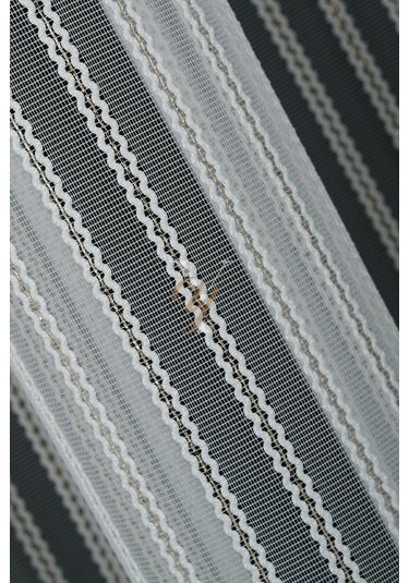 Simli Çift Makarna Tül Perde 2201 V-altın Altın