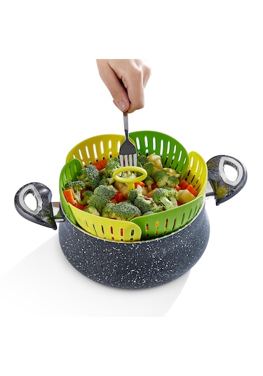 Sarı Pratik Buharda Lezzetli Sebze Meyve Haşlama Pişirme Sepeti