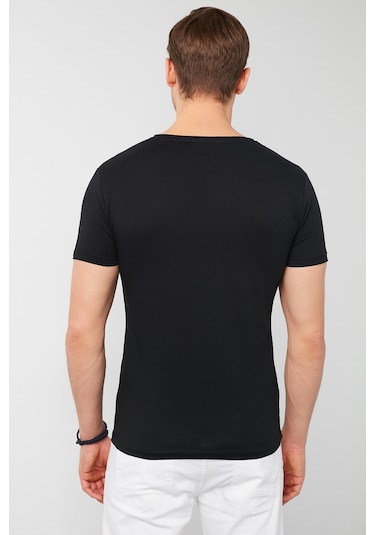 Buratti Pamuklu Slim Fit V Yaka Basic Erkek T Shirt 5412001 Siyah