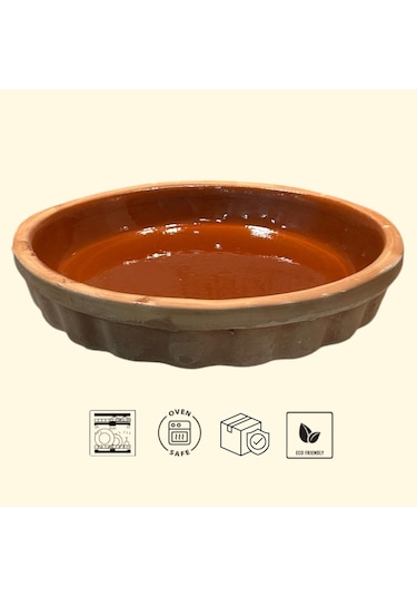 Sırlı Toprak Güveç-pişirme Tavası-borcam-fırın Tepsisi 30 Cm 2-3
