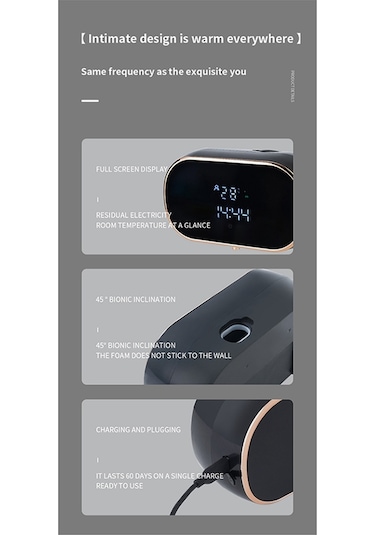 Xiaaokeji Sensörlü Sabunluk Otomatik Köpüren El Yıkama Dispenseri Siyah Siyah