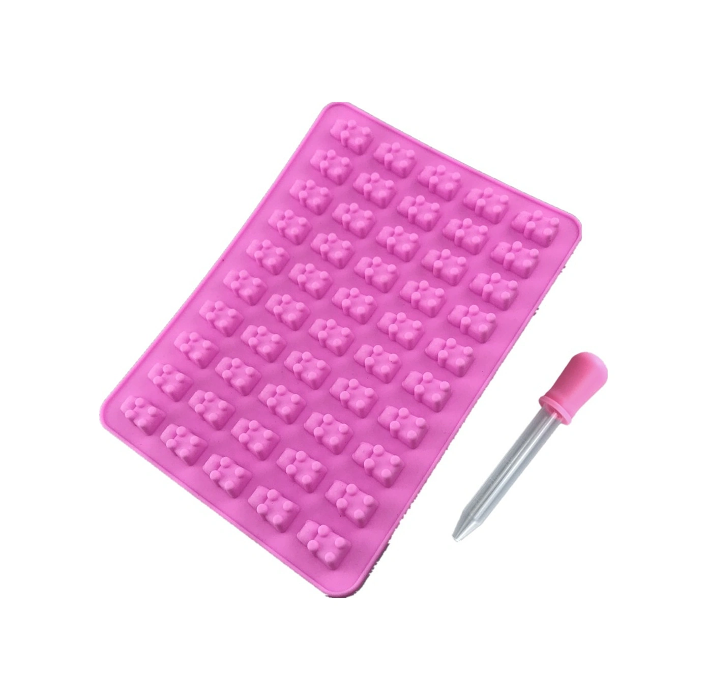 Lemestar Yeşil 50'li Ayı Şekilli Silikon Kalıp Seti: Jeleler Ve Buzluklar İçin 1 Kalıp + 1 Damlatici - Ev Kullanıma Kolay Ve Dayanıklı Çok Renkli