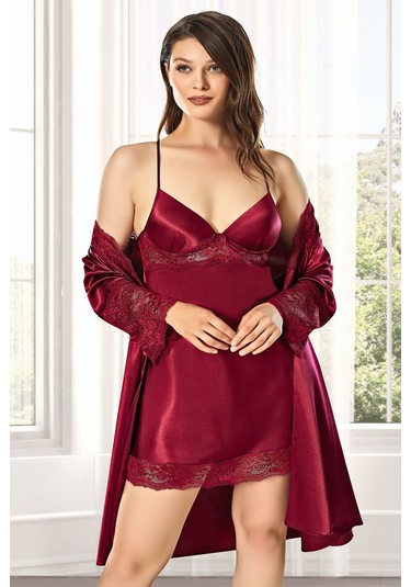 Alissa 8610 Kadın Saten 6'lı Set-bordo Bordo