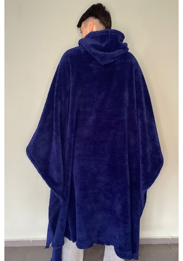 Giyilebilir Hoodie Battaniye Rahat Kalıp Tek Beden Lacivert
